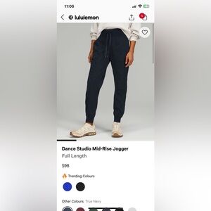Navy Lululemon Dance-studio mid rise jogger